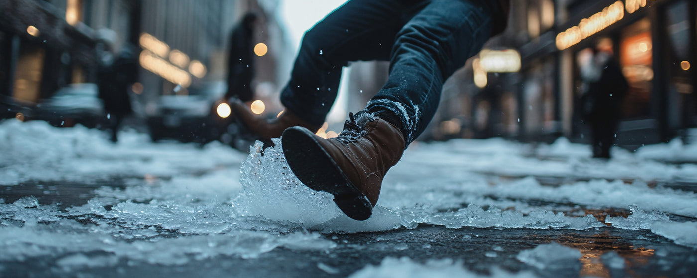 man slipping on ice