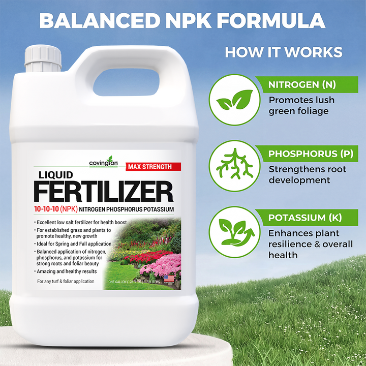 Covington Naturals Liquid Fertilizer for Lawns 10-10-10, All Purpose Plant Food 32 Ounces