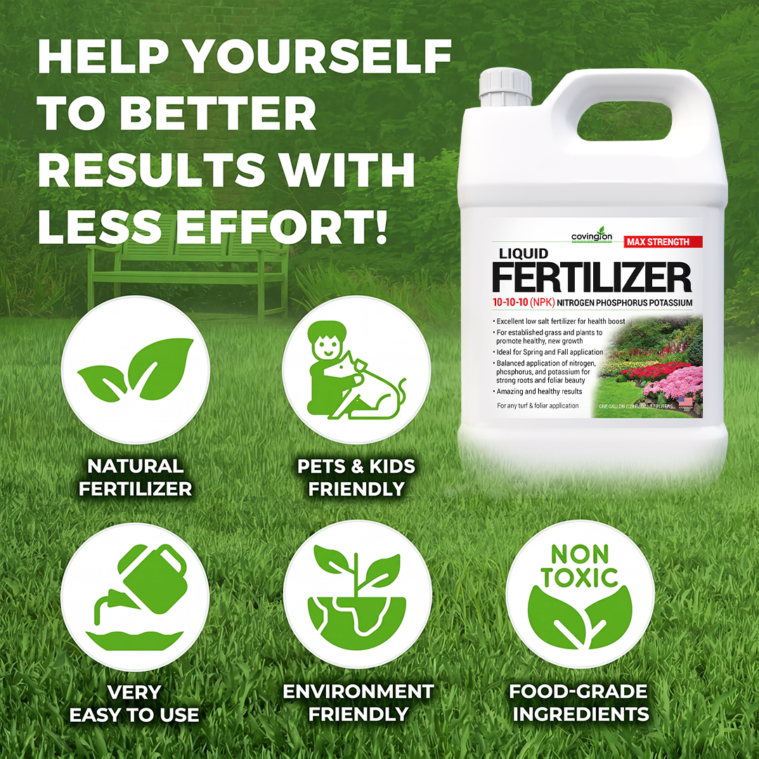 npk fertilizer for indoor plants Covington Naturals Liquid Fertilizer for Lawns 10-10-10, All Purpose Plant Food 32 Ounces
