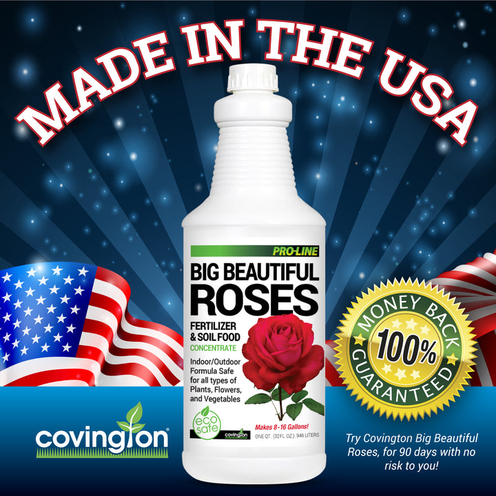 Covington Liquid Rose Fertilizer for All Types (32oz) Liquid Concentrate for Desired Rose Tone Natural Flower Bush Fertilizer for Indoor & Outdoor